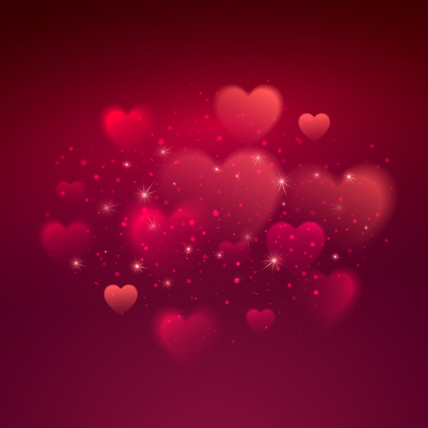 Shiny hearts bokeh Valentine day background. Vector illustration - Vektör, Görsel