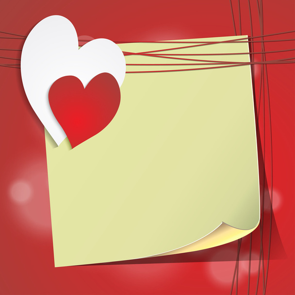 Biglietto di San Valentino con foglio di carta e il cuore
 - Vettoriali, immagini