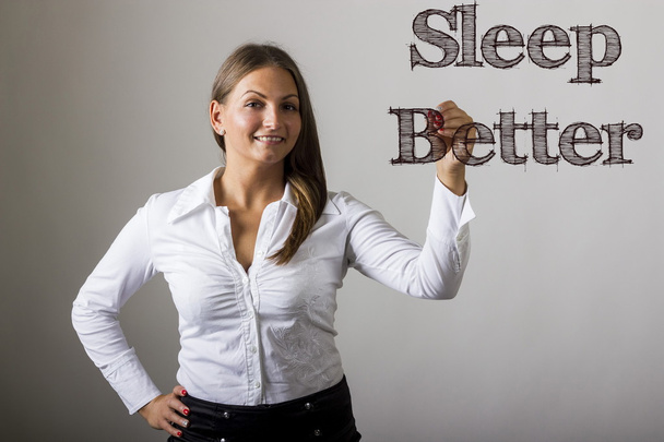Sleep Better - piękna dziewczyna pisania na powierzchni - Zdjęcie, obraz