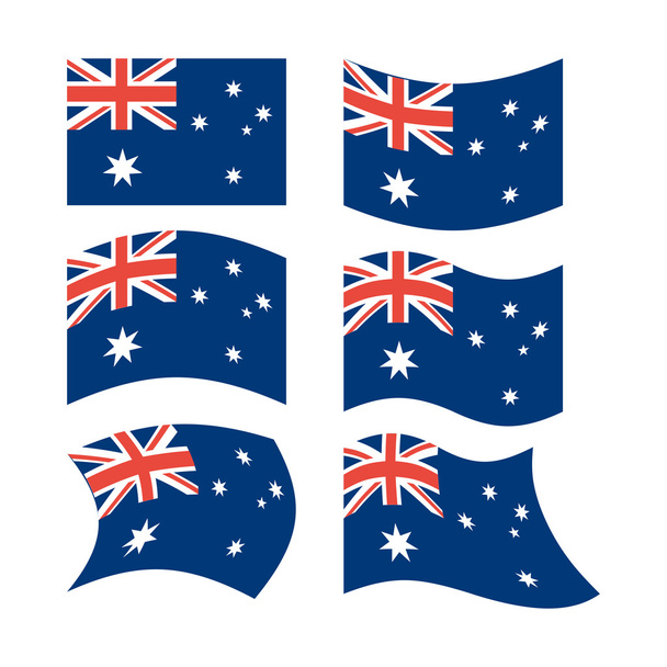Flag of Australia. Set of flags in different forms. - Vektör, Görsel