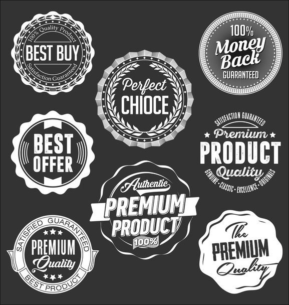 Collection of White Badges on a Black Background. - Vector, Image