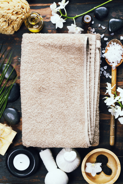Spa background with a towel - Photo, Image