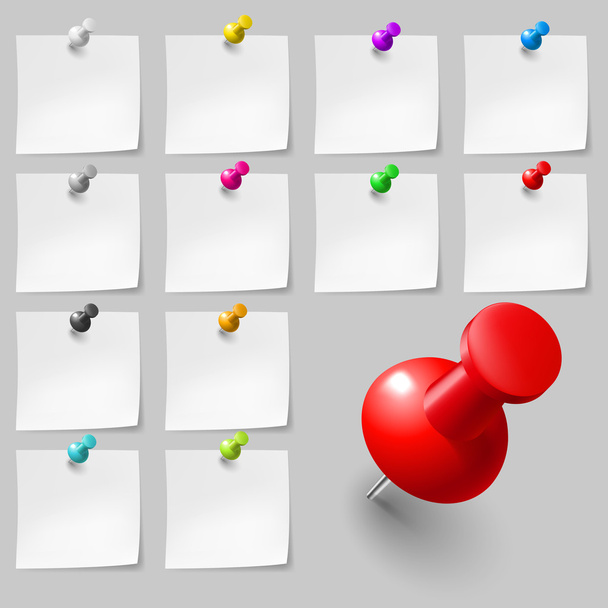 Sticky notes with pushpins - Vector, Image