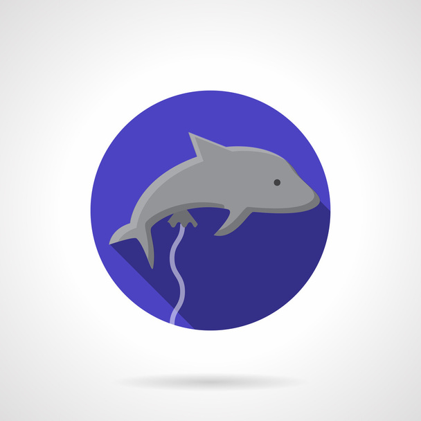 Gray dolphin balloon flat round vector icon - Vetor, Imagem