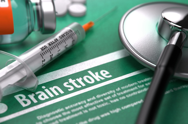 Brain stroke. Medical Concept on Green Background. - Foto, afbeelding