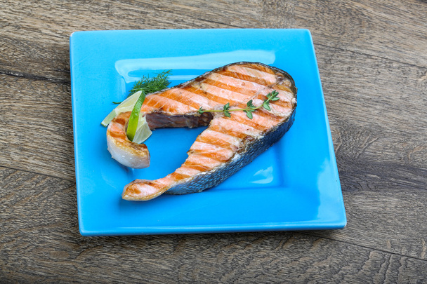 Grilled salmon steak - Photo, Image