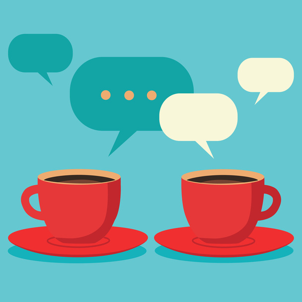 Přátelský rozhovor nad coffe, dva šálky kávy vektorové koncepce - Vektor, obrázek