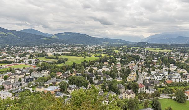 Panoráma města Salzburg předměstí - Fotografie, Obrázek