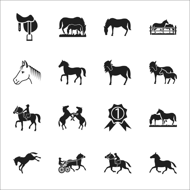  kůň 16 černá jednoduché ikony pro web - Vektor, obrázek