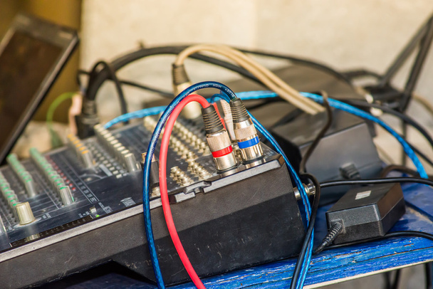 Audio transmission line, sound studio adjusting - Φωτογραφία, εικόνα