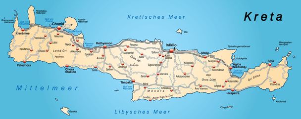 Карта Крита
 - Вектор,изображение