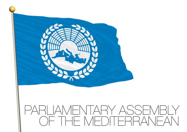 Assembleia Parlamentar do Mediterrâneo Bandeira e símbolo
 - Vetor, Imagem