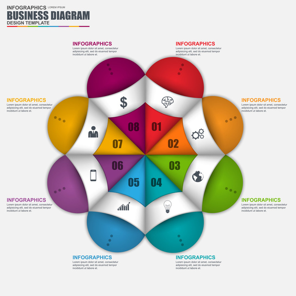 Absztrakt 3d üzleti marketing Infographic. Használható munkafolyamat-elrendezés, data visualization, üzleti koncepció 8 beállításokkal, alkatrészek, lépéseket vagy folyamatok, banner, ciklus, diagram, diagram, web design. - Vektor, kép
