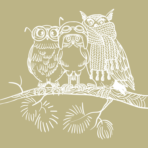 Cute Vector Bright Owls - Vector, Image