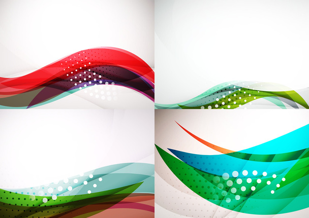 Set of abstract backgrounds. Elegant colorful decorated lines and waves with copyspace for your message - Vector, Image