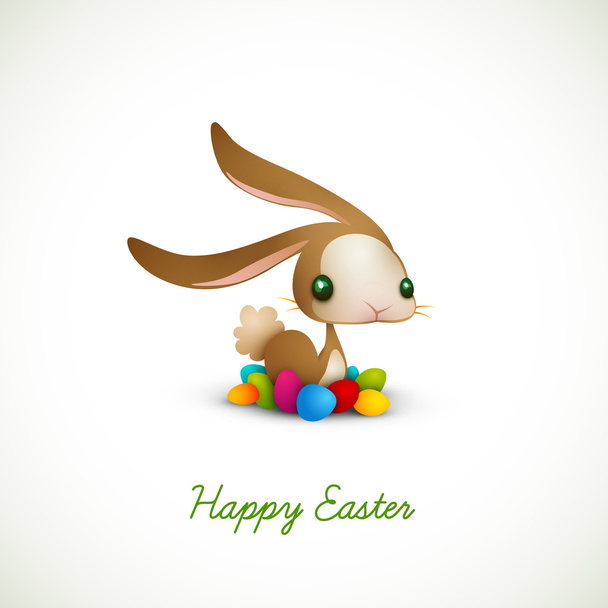 Easter Bunny with Colored Eggs - Vector, Image