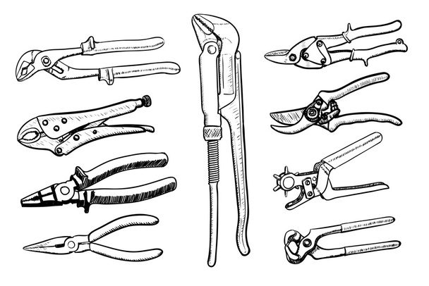 Colección de herramientas manuales
 - Vector, imagen