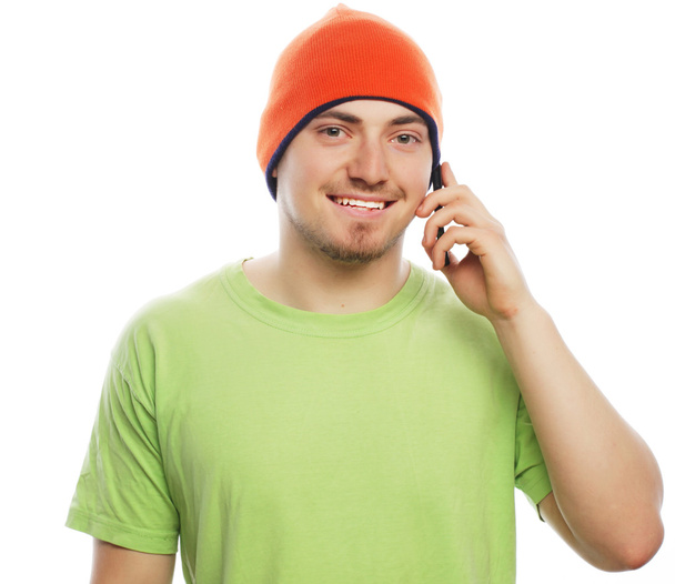 man in shirt speaking on the phone - Foto, Bild