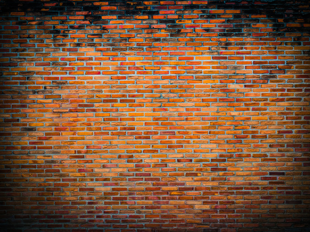 Red old and dirty brick wall for background - Photo, Image