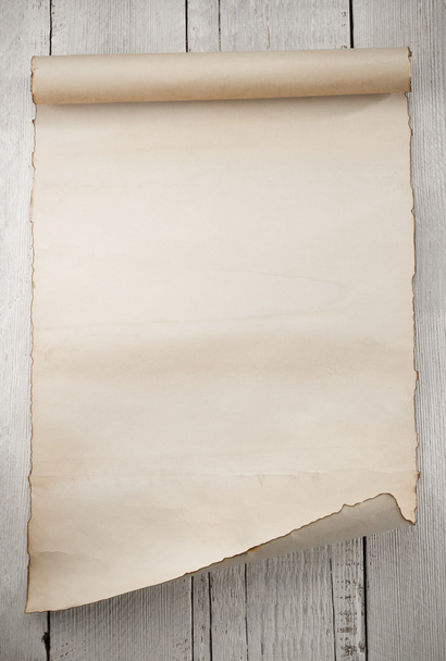 parchment scroll on wood - 写真・画像