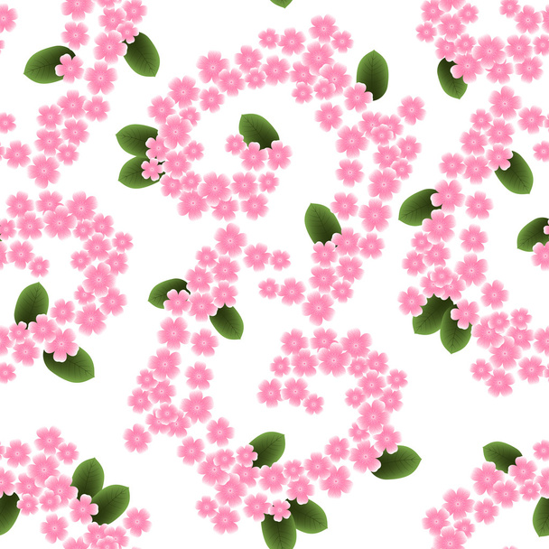 Seamless pattern with pink cherry flowers - Vecteur, image