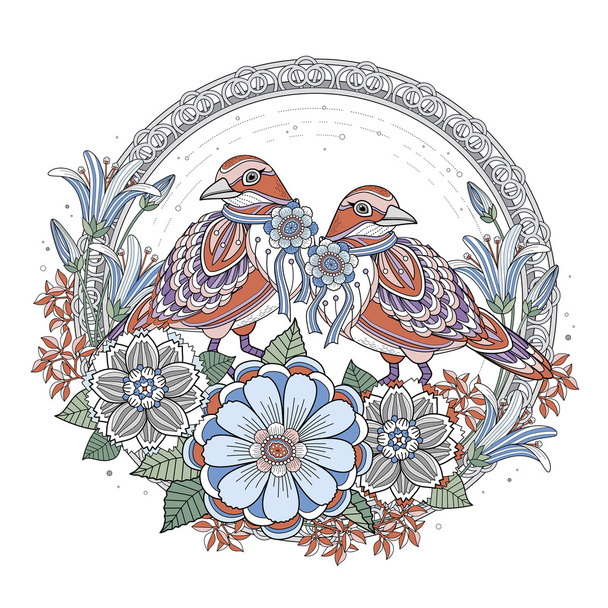 blessing bird coloring page - Διάνυσμα, εικόνα
