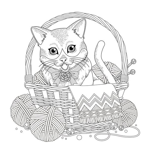 adorable kitty coloring page - Вектор, зображення