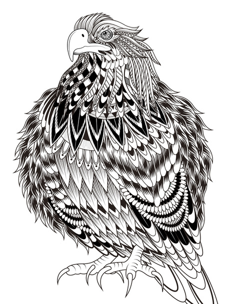 imposing eagle coloring page - Vector, imagen