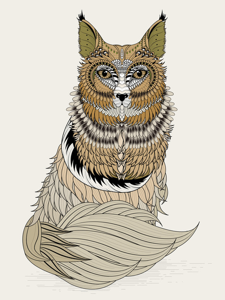 adorable fox coloring page - Вектор,изображение