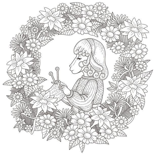 adorable sheep coloring page - Διάνυσμα, εικόνα