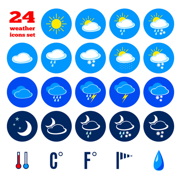 Collection of weather forecast icons - Διάνυσμα, εικόνα