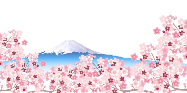Fuji bahar kiraz ağacı arka plan - Vektör, Görsel