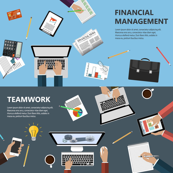 Gestión financiera y concepto de trabajo en equipo
 - Vector, Imagen