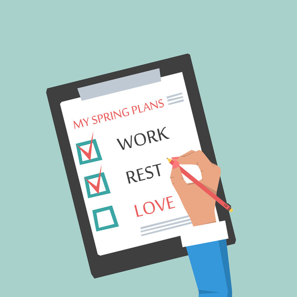 Woman hand making spring plans - Vector, Image