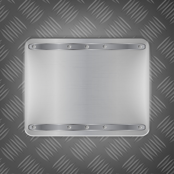 Metal chrome plate with screws - Διάνυσμα, εικόνα