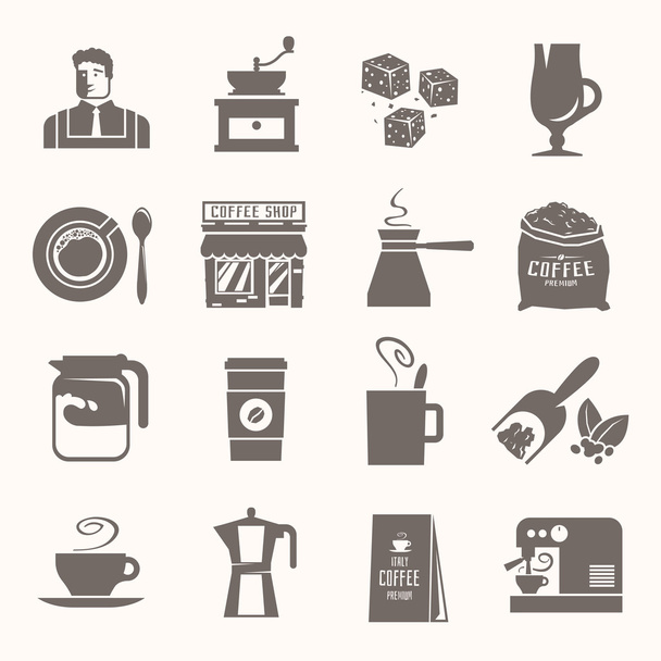 Black vector icons. Drinks. Coffee. - Vektör, Görsel