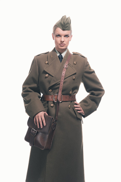 Retro ejército uniforme moda mujer
 - Foto, Imagen
