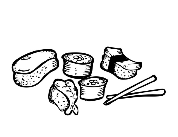 Rolo de sushi doodle
 - Vetor, Imagem
