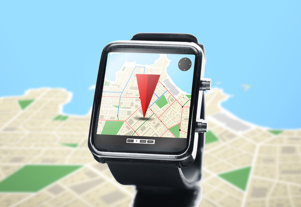 close up of smartwatch with navigator map - Photo, Image