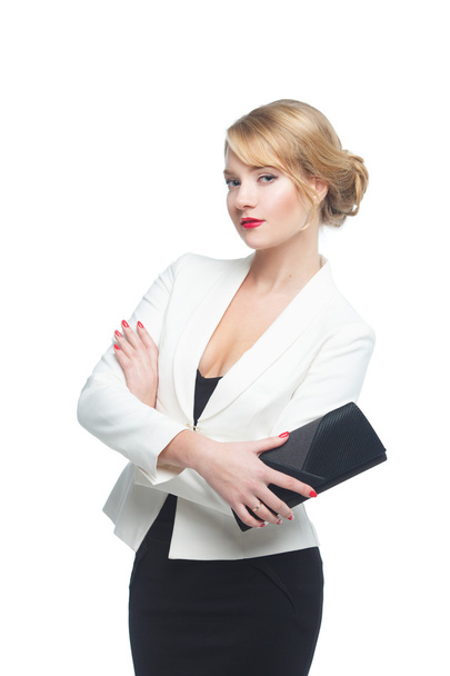 Business woman with clutch in hand isolated - Foto, immagini