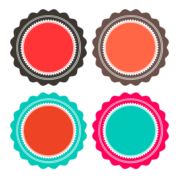 Paper Retro Vector Circle Empty Labels Set Isolated on White Background - Vector, Imagen