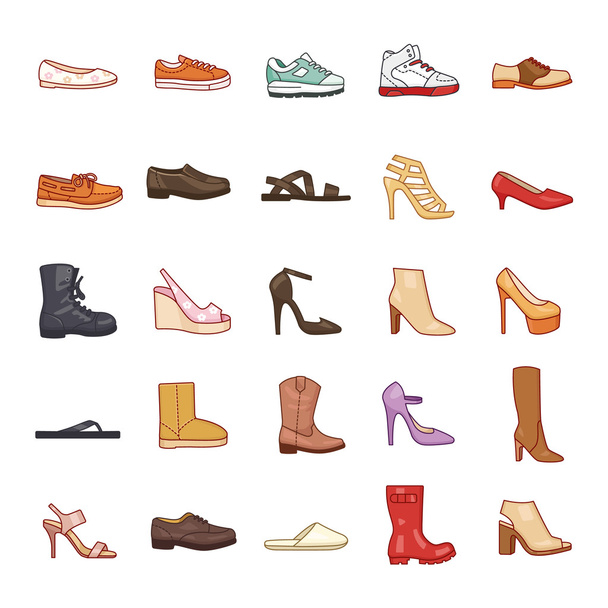 Chaussures icônes vectorielles de couleur
 - Vecteur, image