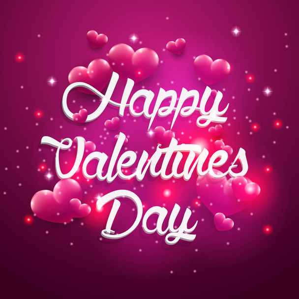 Pink background valentines day card with vintage lettering pink hearts. - Vector, Image