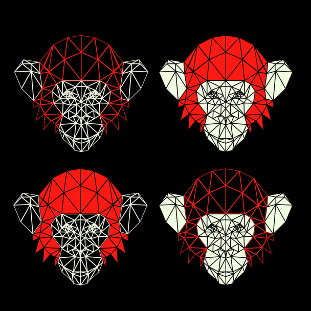 Vector symmetrical low poly monkeys - ベクター画像