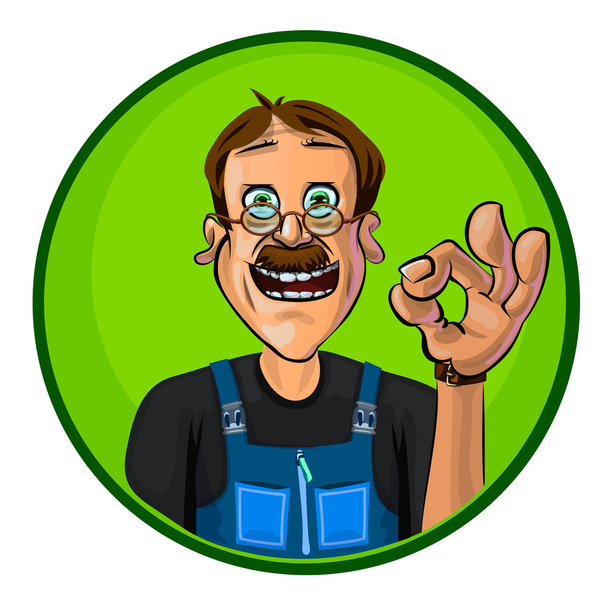 Vector image of a workman showing OK sign - Vector, Image