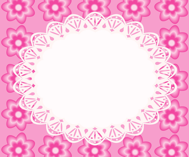 Lace frame with pink flowers. - Vektör, Görsel