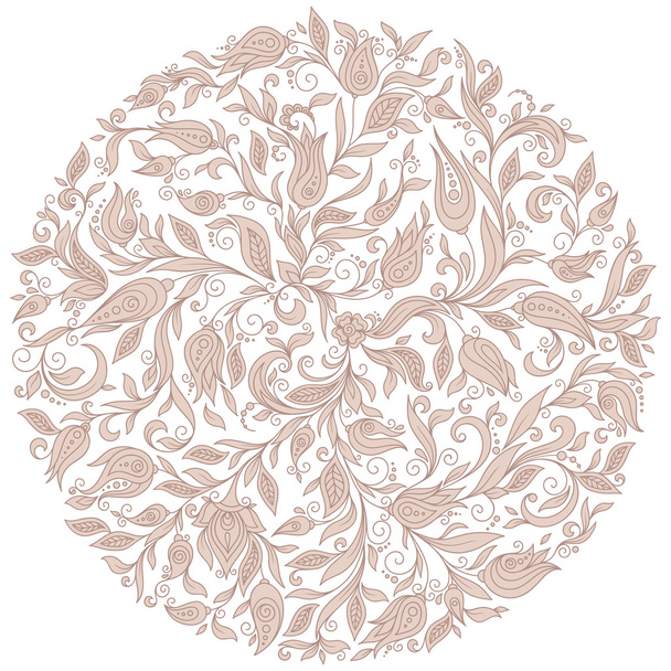 Sfondo floreale vettoriale. Ornamento disegnato a mano con corona floreale
 - Vettoriali, immagini