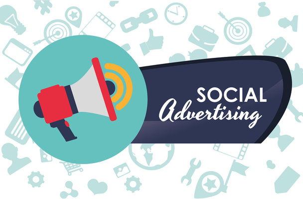 Κοινωνική διαφήμιση και το μάρκετινγκ σε απευθείας σύνδεση - Διάνυσμα, εικόνα