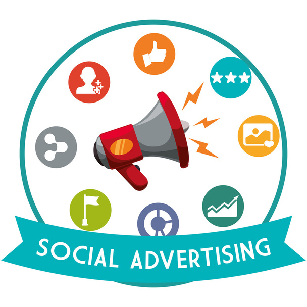 Social Advertising and Marketing  online - Vector, Image