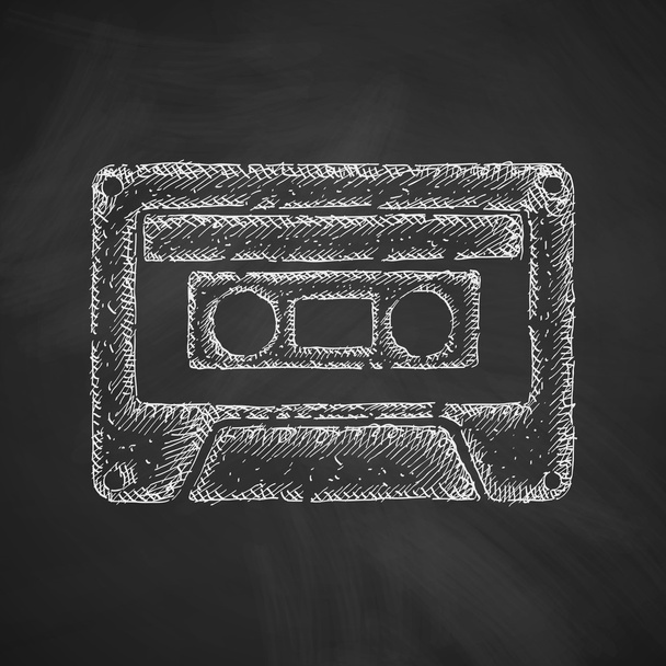 drawn audiocassette icon - Vector, afbeelding